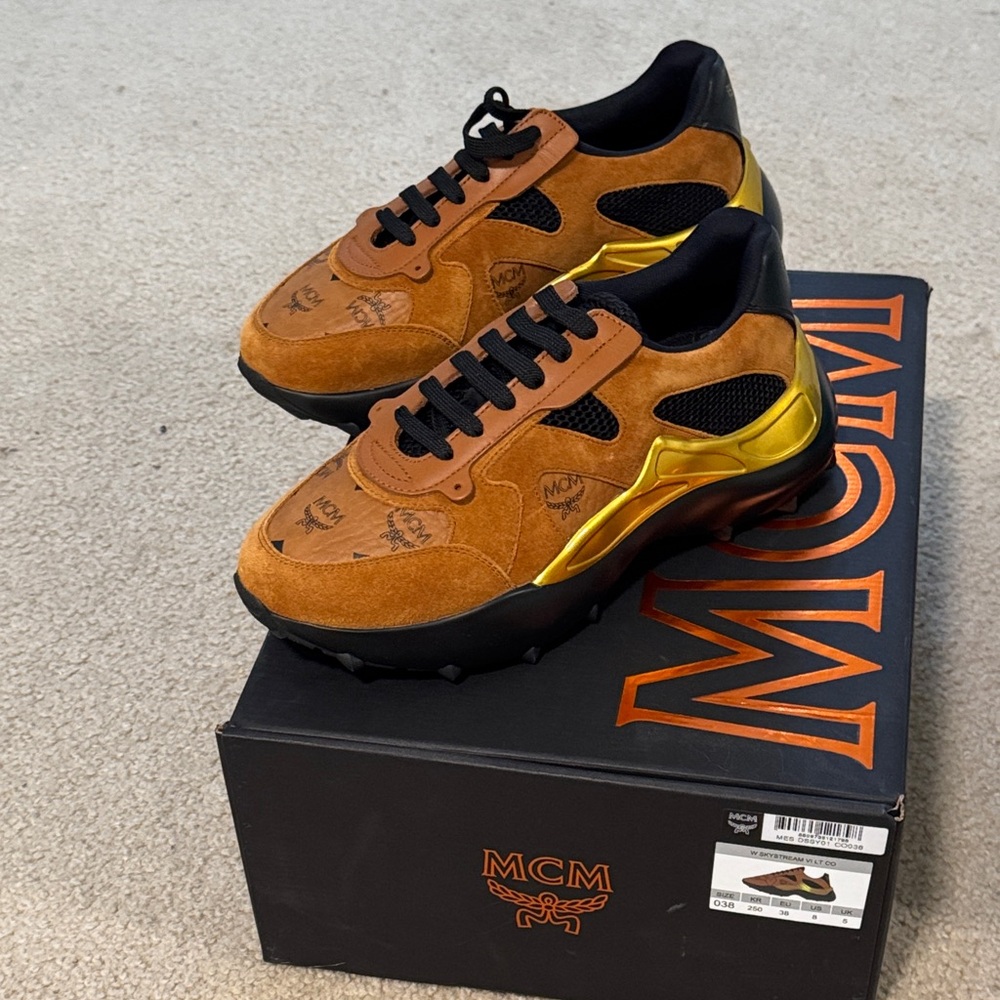MCM Brown and Gold Sneakers NEW